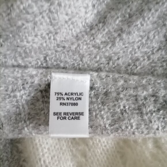 Cato Est. 1946 Gray White Cable Knit Open Duster Cardigan Sweater Size 14/16 - Picture 6 of 7